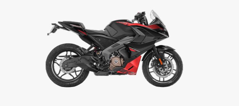 Bajaj Pulsar RS 200 red sports bike front side view with stylish fairing design