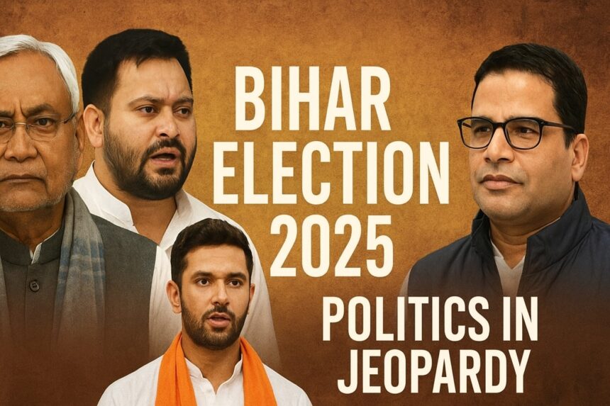 बिहार चुनाव 2025 का राजनीतिक माहौल, नीतीश कुमार, तेजस्वी यादव और प्रशांत किशोर के बीच त्रिकोणीय मुकाबला।