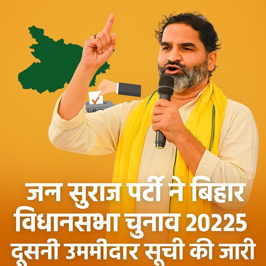 बिहार का नक्शा और जन सुराज उम्मीदवार सूची 2025 का शीर्षक