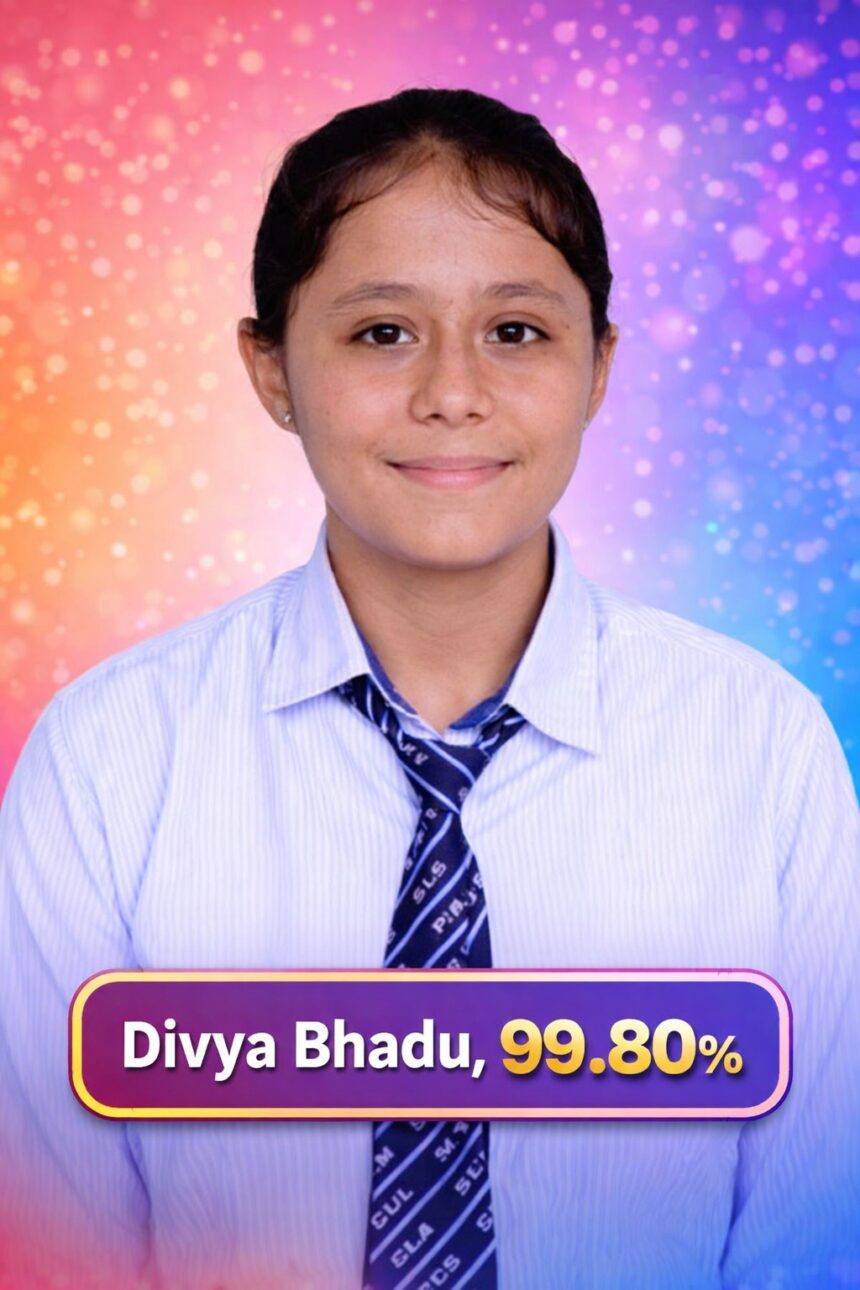 Divya Bhadu RBSE 12th Topper 2026 from Barmer scoring 99.80 percent