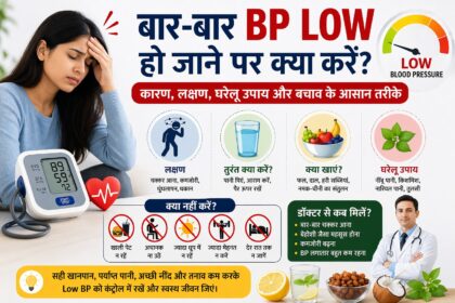 बार-बार BP Low होने पर कारण, लक्षण, घरेलू उपाय और बचाव के तरीके बताती हेल्थ इंफोग्राफिक इमेज