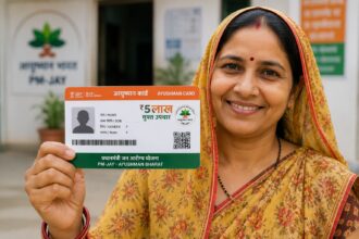 आयुष्मान भारत योजना 2026 का आयुष्मान कार्ड दिखाती महिला